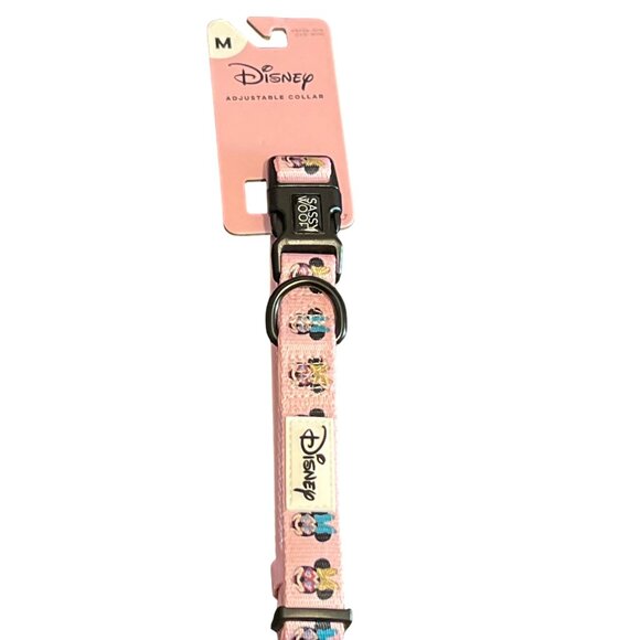 Disney Sassy Woof Minnie Mouse Adjustable Dog Collar Pink Pet Size Medium NWT - Picture 1 of 5